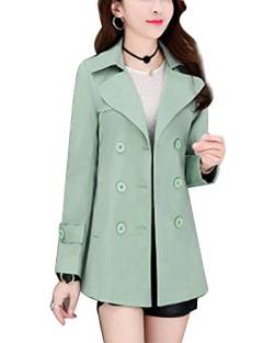 Shaoyao Damen Zweireiher Slim Fit Elegant Trenchcoat Jacke Kurzer Absatz Mantel Mit Gürtel Grün 2XL von Shaoyao
