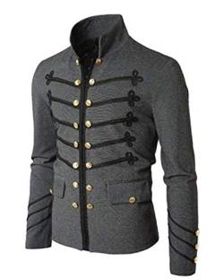 Shaoyao Herren Stehkragen Mantel Mit Tasche Frack Jacke Gothic Gehrock Uniform Kostüm Praty Outwear Grau XL von Shaoyao