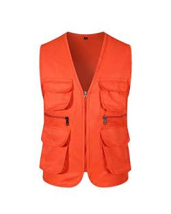 Shaoyao Herren Weste Outdoor Reporter Fotografie Weste Mit Vielen Taschen Für Angeln Camping Orange 2XL von Shaoyao