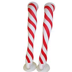 Frauen Weihnachten Pfefferminze Zuckerstange Oberschenkel hohe Socken rot weiß gestreifter Druck über Knie lange Strümpfe Cosplay Strumpfhosen, a, One size von ShapeW