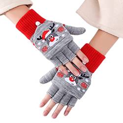Umwandelbare Handschuhe Winter Halbfinger Fäustlinge Dehnbar Strick Fingerlose Handschuhe mit Fäustlingen Abdeckung für Kinder Jugendliche Weihnachten, a, 38 von ShapeW