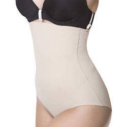 Julimex Bauchweg Unterwäsche Damen Miederslip mit Bauch-Weg-Effekt Shapewear Stark Formend Miederhose Slip Hochzeitsdessous (L, Beige) von Shapewear Julimex