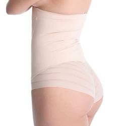 Julimex Shapewear 141 Slips Dame Hoher Bund Mieder Unterhose Slimming Nahtlos Gestreift EU, Beige,L von Shapewear Julimex