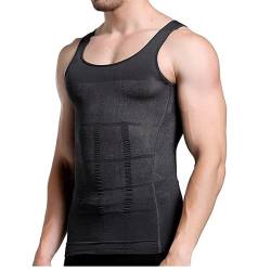 Shapewear Unterhemd Herren Tank Top Bauchweg Herren Kompressionsshirt Bodyshaper Bauchweg XS-2XL(Color:黑色,Size:XS) von Shapewear