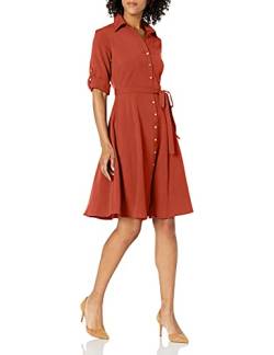 Sharagano Damen Button Front Pleated Shirt Dress Lssiges Kleid, Arabian Spice, 36 von Sharagano