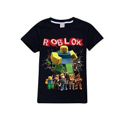 Roblox T-Shirt für Kinder, Jungen, Mädchen, kurzärmelig, 2–13 Jahre Gr. 7-8 Jahre, Schwarz von SharkBebe