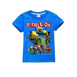 Roblox T-Shirt für Kinder, Jungen, Mädchen, kurzärmelig, 2–13 Jahre Gr. 9-10 Jahre, blau von SharkBebe