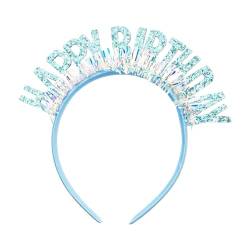Sharplace Alles Gute zum Geburtstag Stirnband Alles Gute zum Geburtstag Haarband Kopfbedeckung Haarreifen Band Verschluss Glitzer Geburtstag Tiara, Blau von Sharplace