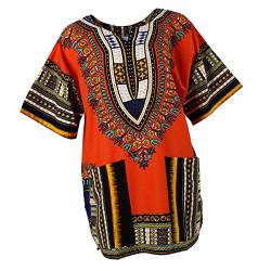 Sharplace Damen Kurzarm Sommer Traditionelle Afrikanische Kleider Afrika Style Minikleid Dashiki Cocktailkleid - Orange, wie beschrieben von Sharplace