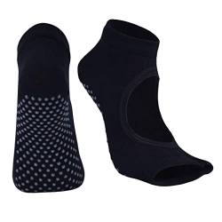 Sharplace Yoga-Socken Rutschfeste Stoppersocken mit offenen Zehen für Yoga, Gym, Pilates und - Noppensocken socken, Schwarz, 23 x 13 cm von Sharplace