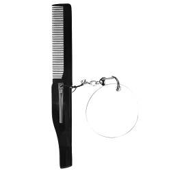 Sharplace Zusammenklappbarer Taschen-Bartkamm mit Spiegel, Zubehör, einfach zu handhaben, tägliche Pflege, Styling der Haare, einfach zu bedienender tragbarer, Stil c von Sharplace