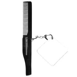 Sharplace Zusammenklappbarer Taschen-Bartkamm mit Spiegel, Zubehör, einfach zu handhaben, tägliche Pflege, Styling der Haare, einfach zu bedienender tragbarer, Stil d von Sharplace