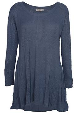 Sheego Ajourpullover Pullover Damen Langarm Plusgröße Viskose, Farbe:blau;Damengrößen:48 von Sheego