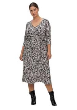 Sheego Damen Große Größen Jerseykleid in Wickeloptik, mit Knotendetail Jerseykleid Citywear feminin V-Ausschnitt - Gemustert von Sheego