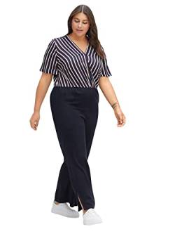 Sheego Damen Große Größen Overall aus fließender Viskose Jumpsuit Citywear trendig V-Ausschnitt - gestreift von Sheego
