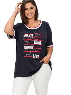 Sheego Damen Große Größen Shirt mit Wordingprint und Kontrastbündchen T-Shirt Citywear sportlich Rundhals-Ausschnitt Glanzgarn Bedruckt von Sheego