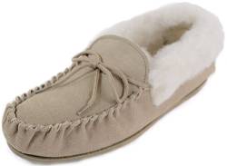 Damen-Lammfell-Mokassins/Slipper mit fester Sohle, braun - camel - Größe: 40 von Sheepskin World