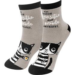 H:) PPY life Zaubersocken mit Motivdruck "Katze müde" | Damensocken, Größe 36-40, mehrfarbig | Geschenk Geburtstag, Geschenk lustig | 47927 von Sheepworld