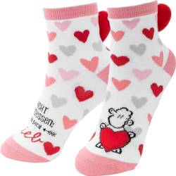 Sheepworld Socken mit Herzen Motiv "Hab dich lieb" | Damensocken mit Plüschherzen, Größe 36-40 | Geschenk Liebe, Valentinstag, für Sie | 48519 von Sheepworld