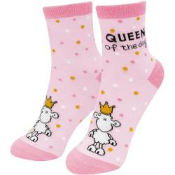 Sheepworld Zaubersocken mit Motivdruck "Queen" | Damensocken, in Kronenform gepresst, Größe 36-40, Glitzergarn | Geschenk für Sie, Freundin, Schwester, Kollegin | 48851 von Sheepworld