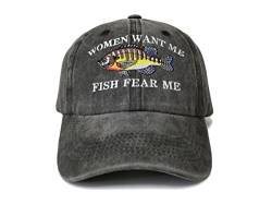 Shenbors Women Want Me Fish Fear Me Hut, Women Want Me Fish Fear Me (Washed Black), Einheitsgröße von Shenbors