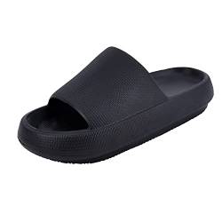 Shenduo Damen Herren Unisex Cloud Badeschuhe Slides Badelatschen Sandalen Plateau Dusche Hausschuhe D90111 Schwarz 37/38EU von Shenduo