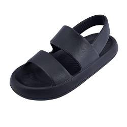 Shenduo Damen Herren Unisex Slingback Flache Sandalen Offene Zehe Sommerschuhe D90122 (Schwarz, numeric_43) von Shenduo