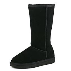 Shenduo Damen Leder Schlupfstiefel Hohe Winterstiefel Klassisch Boots DA5815 Schwarz 39 von Shenduo