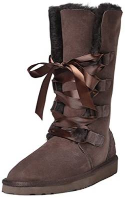 Shenduo Damen Schlupfstiefel Hohe Winterstiefel Leder Winterschuhe Klassisch Boots D5118 Schokolade 40 von Shenduo