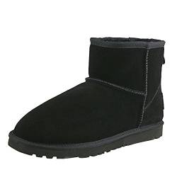 Shenduo Damen Schlupfstiefel Klassisch Leder Stiefel Kurzschaft Winterschuhe DA5854 Schwarz 40 von Shenduo