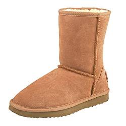 Shenduo Damen Wasserdicht Schlupfstiefel Halbschaft Leder Winter Boots D5125 Chestnut 39 von Shenduo