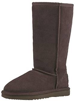 Shenduo Damen Wasserdicht Schlupfstiefel Halbschaft Winterstiefel Klassisch Leder Winterschuhe D5115 Schokolade 37 von Shenduo