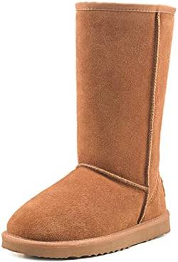 Shenduo Herren Wasserdicht Schlupfstiefel Halbschaft Winterstiefel Klassisch Leder Winterschuhe D5615 Chestnut 43 von Shenduo