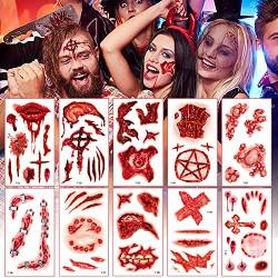 Halloween Temporäre Tattoos,Halloween Narben Tattoo,Narben Kratzer Aufkleber,Scar Blut Sticker,Gefälschten Scab Blut,Halloween Zombie Scars Tattoos Aufkleber,Halloween Kostüm Schminke Set von Shengruili