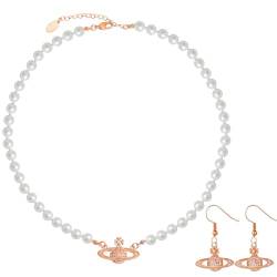 Shengruili 3 Stück Saturn Kette,Silber Planet Perlenkette,Perlenkette für Damen,Saturn Halskette Perle,Planet Halskette,Choker Halskette für Mädchen Mädchen Valentinstag Geburtstag Jahrestag Tag von Shengruili