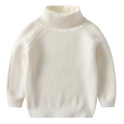 Kinder Rollkragenpullover Mädchen Jungen Warm Langarm Strickpullover Sweaters Pullis Weiß 140 von Shengwan