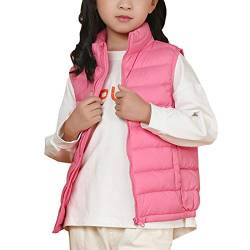 Kinder Ultra Leichte Daunenweste Jungen Mädchen Ärmellos Jacke Weste Steppweste Pink 150-160 von Shengwan