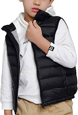 Kinder Ultra Leichte Daunenweste Jungen Mädchen Ärmellos Jacke Weste Steppweste Schwarz 110-120 von Shengwan