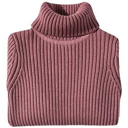 Shengwan Rollkragenpullover Kinder Mädchen Jungen Warm Herbst Winter Langarm Strickpullover Dunkelpink 120 von Shengwan