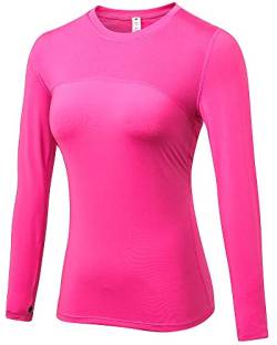 Shengwan Sports Kompressionsshirt Damen Schnell Trocknend Funktionsshirts Base Layer Langarm Laufshirt Rose M von Shengwan