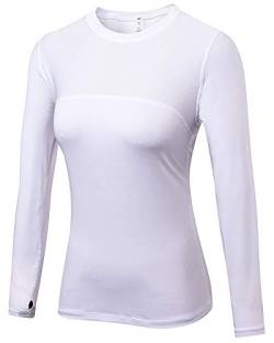 Shengwan Sports Kompressionsshirt Damen Schnell Trocknend Funktionsshirts Base Layer Langarm Laufshirt Weiß XS von Shengwan