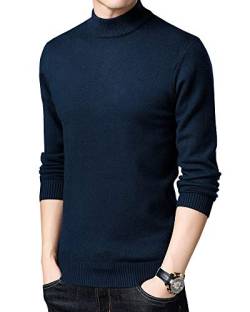 Strickpullover Herren Halbrollkragen Warm Pullover Solid Color Winterpullover Sweater Pulli Blauer See 2XL von Shengwan