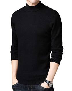 Strickpullover Herren Halbrollkragen Warm Pullover Solid Color Winterpullover Sweater Pulli Schwarz M von Shengwan