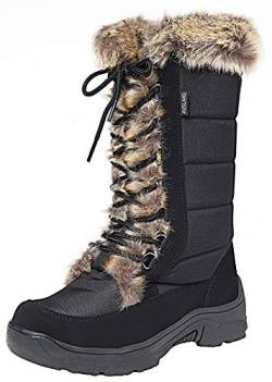 Shenji Damen Schneestiefel Halbschaft Warm Gefüttert Schnürstiefel H7623 Neu Schwarz 39 von Shenji