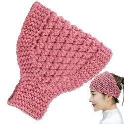 Ausgehöhlte Pferdeschwanz-Mütze für Damen, gestrickt, Winter-Stirnband, Beanie-Pferdeschwanz-Stirnbänder, breites, hohles Oberteil, gestrickt für Radfahren, Angeln, Camping, Skifahren, Wandern von Shenrongtong