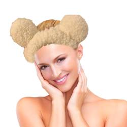 Bärenohren Spa Stirnband, Bequeme elastische Stirnbänder mit Bärenohren, Damen-Haarband zum Waschen des Gesichts, Schminken, Hautpflege, Baden, Hausarbeit von Shenrongtong