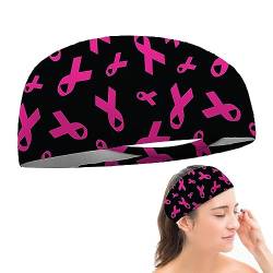 Brustkrebs-Stirnbänder für Frauen, rosafarbene Band-Stirnbänder, elastisches breites Haarband für den Brustkrebs-Monat, rosa Band-Yoga-Haarbänder, rutschfeste modische Haarbandage für ädchen von Shenrongtong