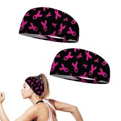 Brustkrebs-Stirnbänder für Frauen, rosafarbene Band-Stirnbänder, elastisches breites Haarband für den Brustkrebs-Monat, rosa Band-Yoga-Haarbänder, rutschfeste modische Haarbandage für ädchen von Shenrongtong