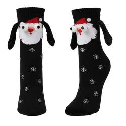 Hand in Hand Socken | Weihnachtsmann 3D-, lustige Magnetsocken, Hände halten | Handhaltesocken in Weihnachtsmannform, Haltehandsocken für Männer, Frauen, Freunde, Paare Shenrongtong von Shenrongtong
