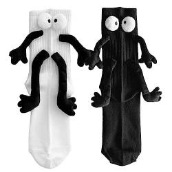 Handhaltende Socken, magnetische Paar-lustige Socken mit Augen, lustige Paar-Socken, magnetische Hand-in-Hand-Puppes, schwarz-weiße Socken, magnetische Saug-3D-Puppen-Paar-haltende Hände-Socken von Shenrongtong